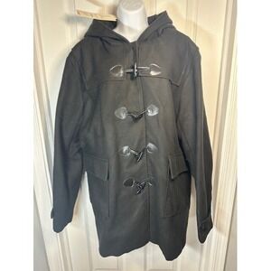 NWT! Coofandy Hooded Black Duffle Coat Toggle Closure Winter Warm Jacket Size 2X